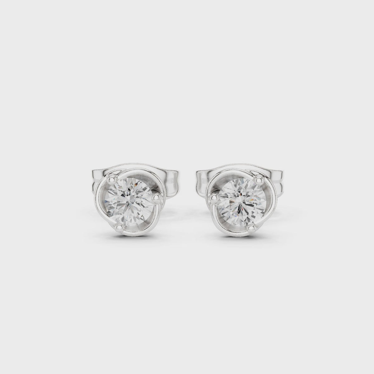 IGI Certified Round Diamond Solitaire Stud Earrings, White Gold
