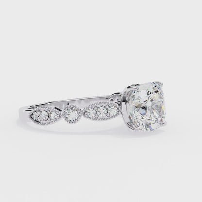 LGD Solitaire Ring Cushion Square Stone (2.89ct) In 14K Gold