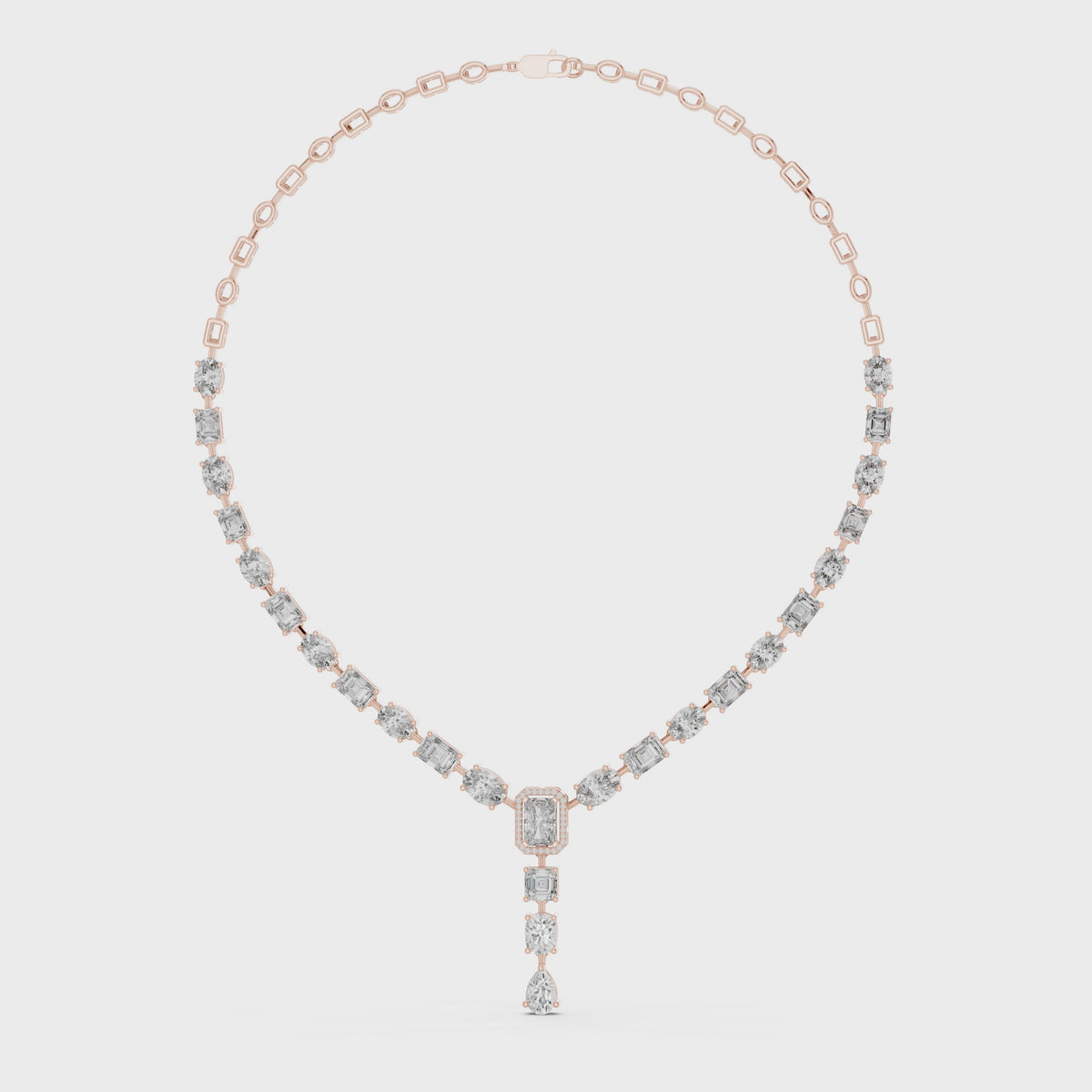 Celestia Multi Shape Lab Grown Diamond Drop Necklace, Rose Gold
