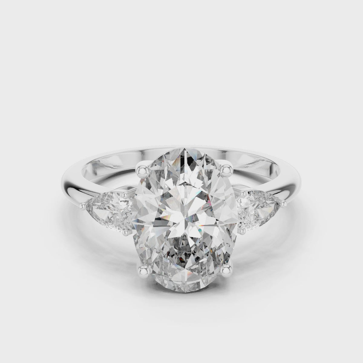 Premium IGI Certified Oval Lab Grown Diamond Bridal Ring, White Gold