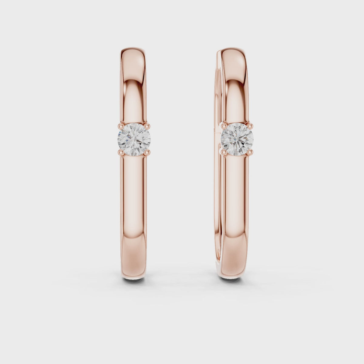 0.40 CT Round Lab Grown Diamond Square Hoop Earrings, Rose Gold