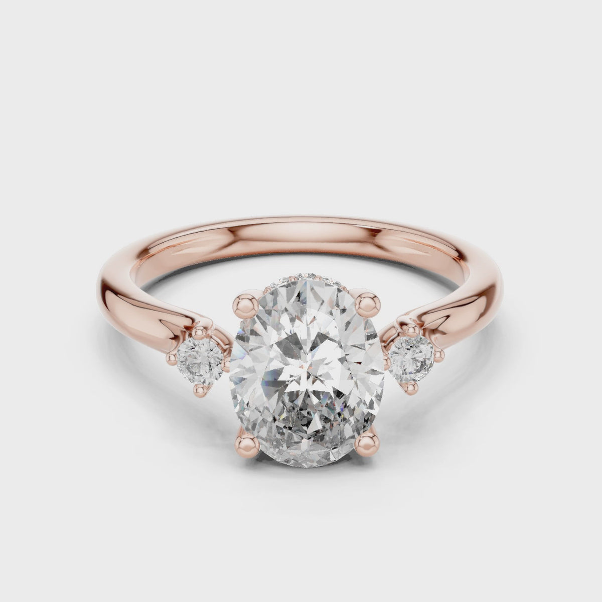 Oval Cut Lab Grown Diamond Anniversary Ring, Rose Gold