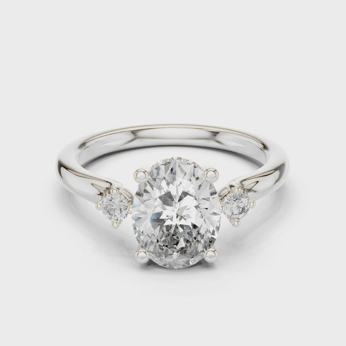 Oval Cut Lab Grown Diamond Anniversary Ring, White Gold