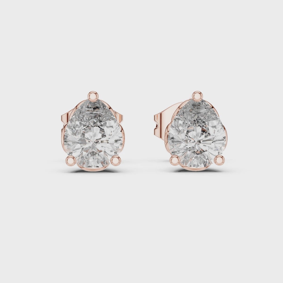 Elegant 0.80 CT Pear Cut Lab Grown Diamond Solitaire Stud Earrings, Rose Gold