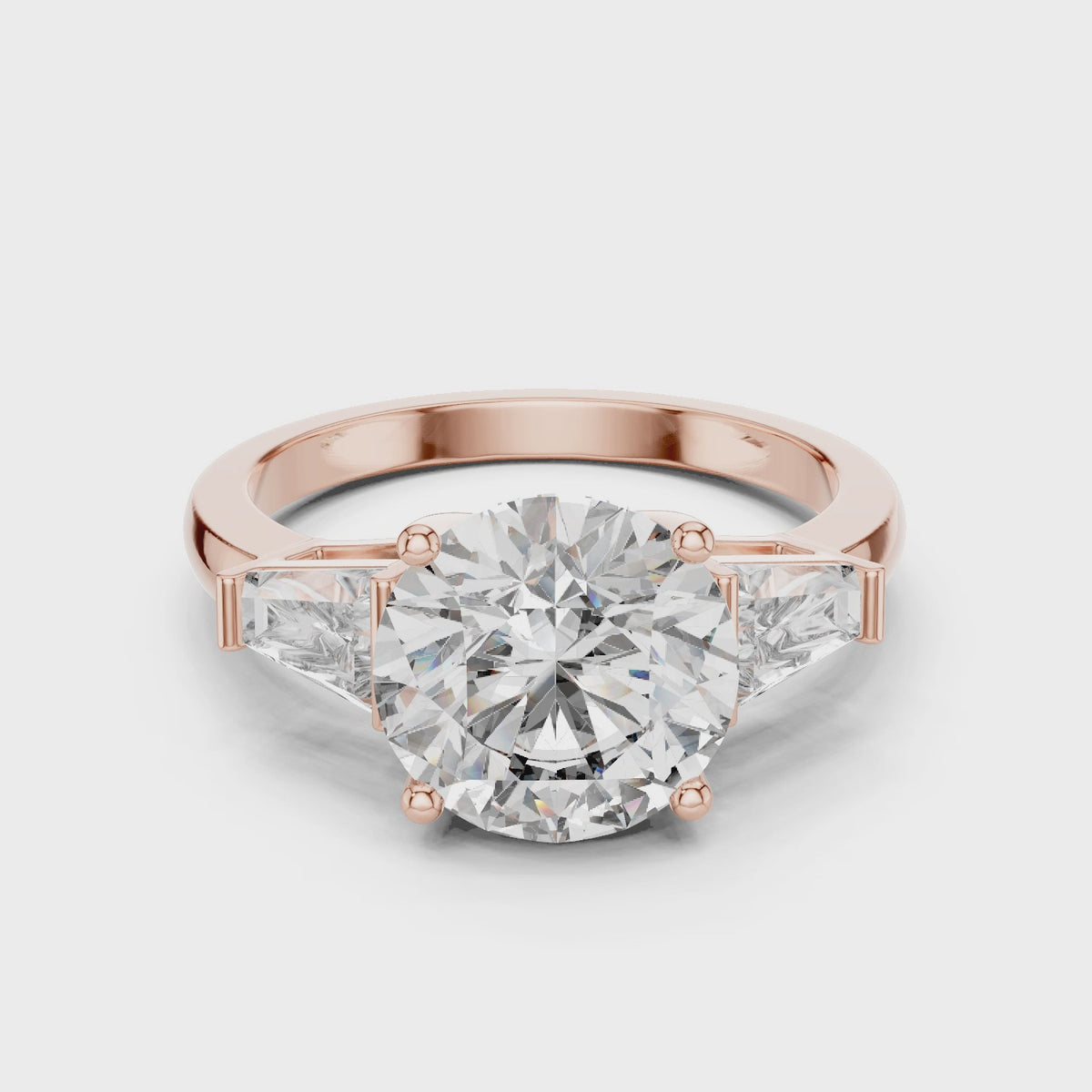 Premium IGI Certified 3.15 Carat Round Lab Grown Diamond Ring, Rose Gold
