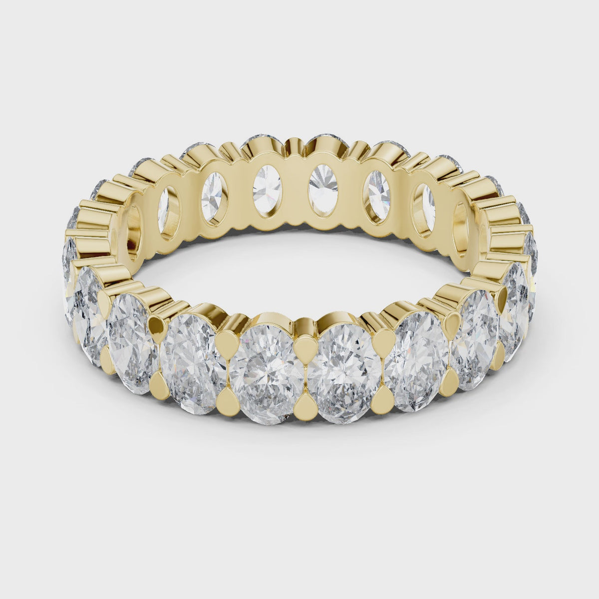 4.00 CT Oval Lab Grown Diamond Eternity Band, Yellow Gold