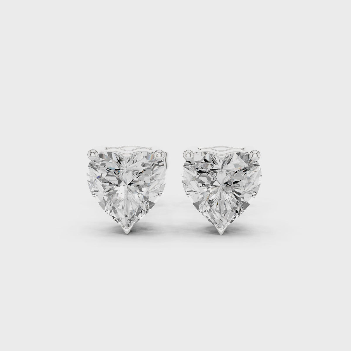 IGI Certified 2.10 CT Heart Diamond Stud Earrings, White Gold