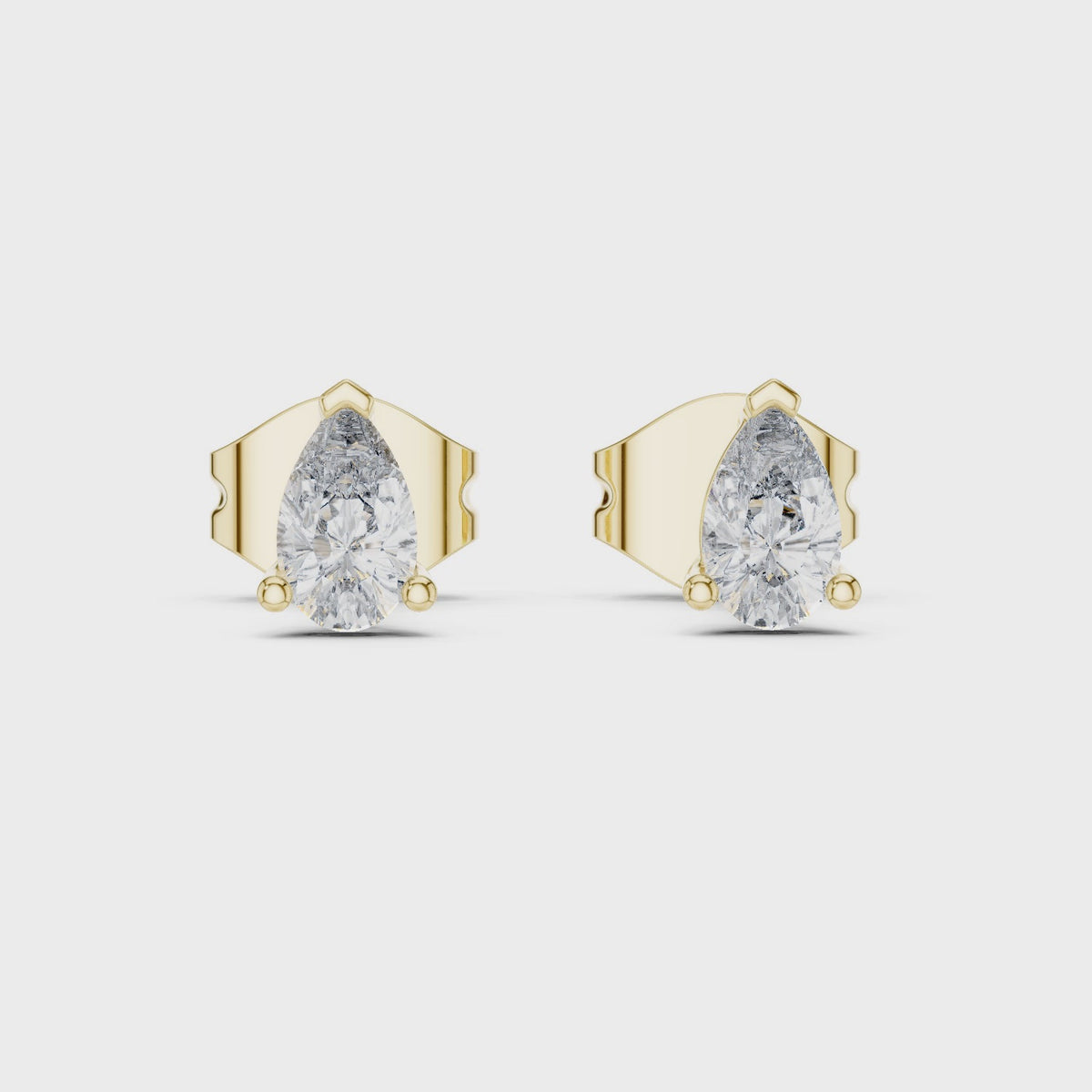 0.50 CT Minimal Pear Diamond Solitaire Earrings, Yellow Gold