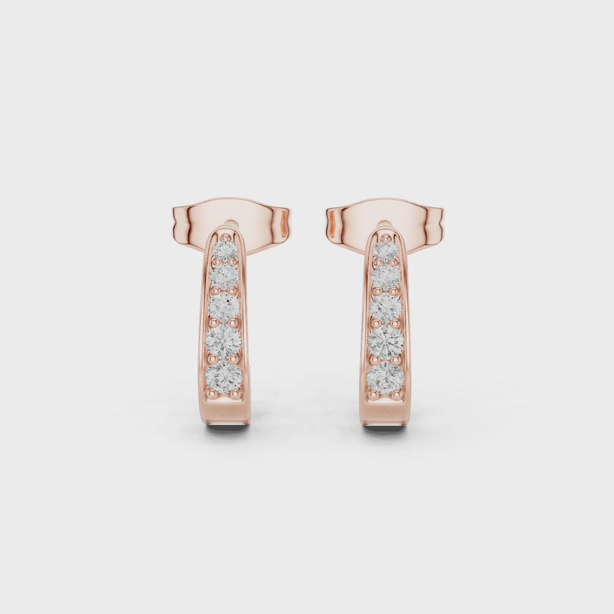 Minimalist IGI Certified Diamond Huggie Earrings, Rose Gold