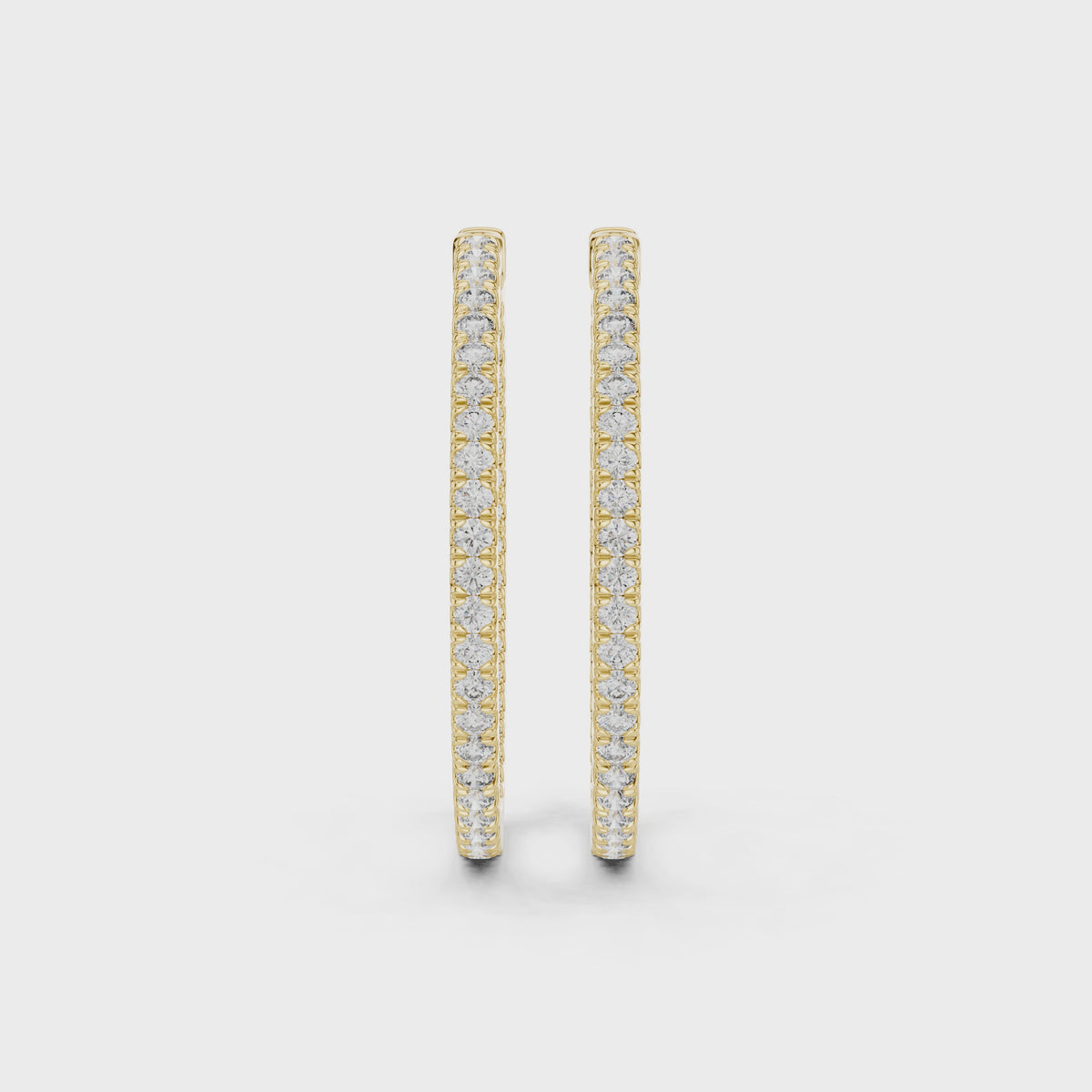 Inside-Out Round Diamond Hoop Earrings, Yellow Gold