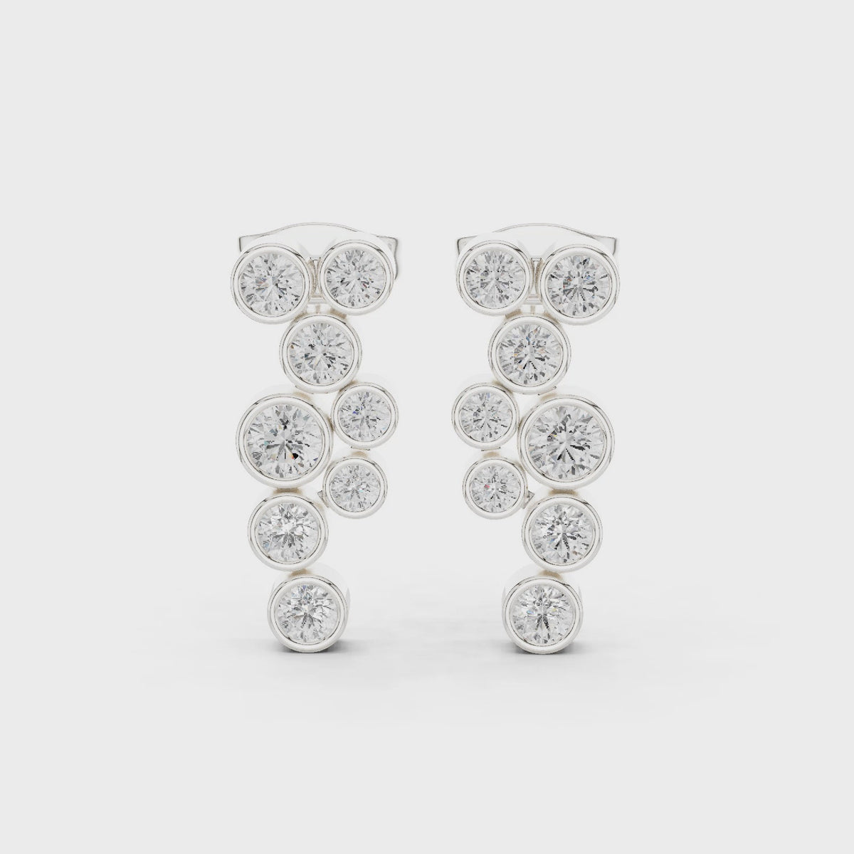 Elegant Round Lab Grown Diamond Drop Earrings with IGI Certified, White Gold