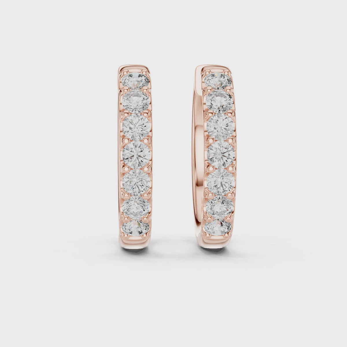 Minimalist Diamond Hoop Earrings with Lab Grown Diamonds, Rose Gold