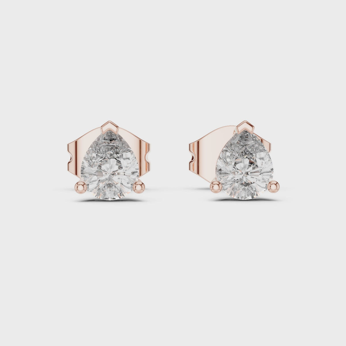 0.80 CT Pear Cut Lab Grown Diamond Solitaire Earstuds, Rose Gold