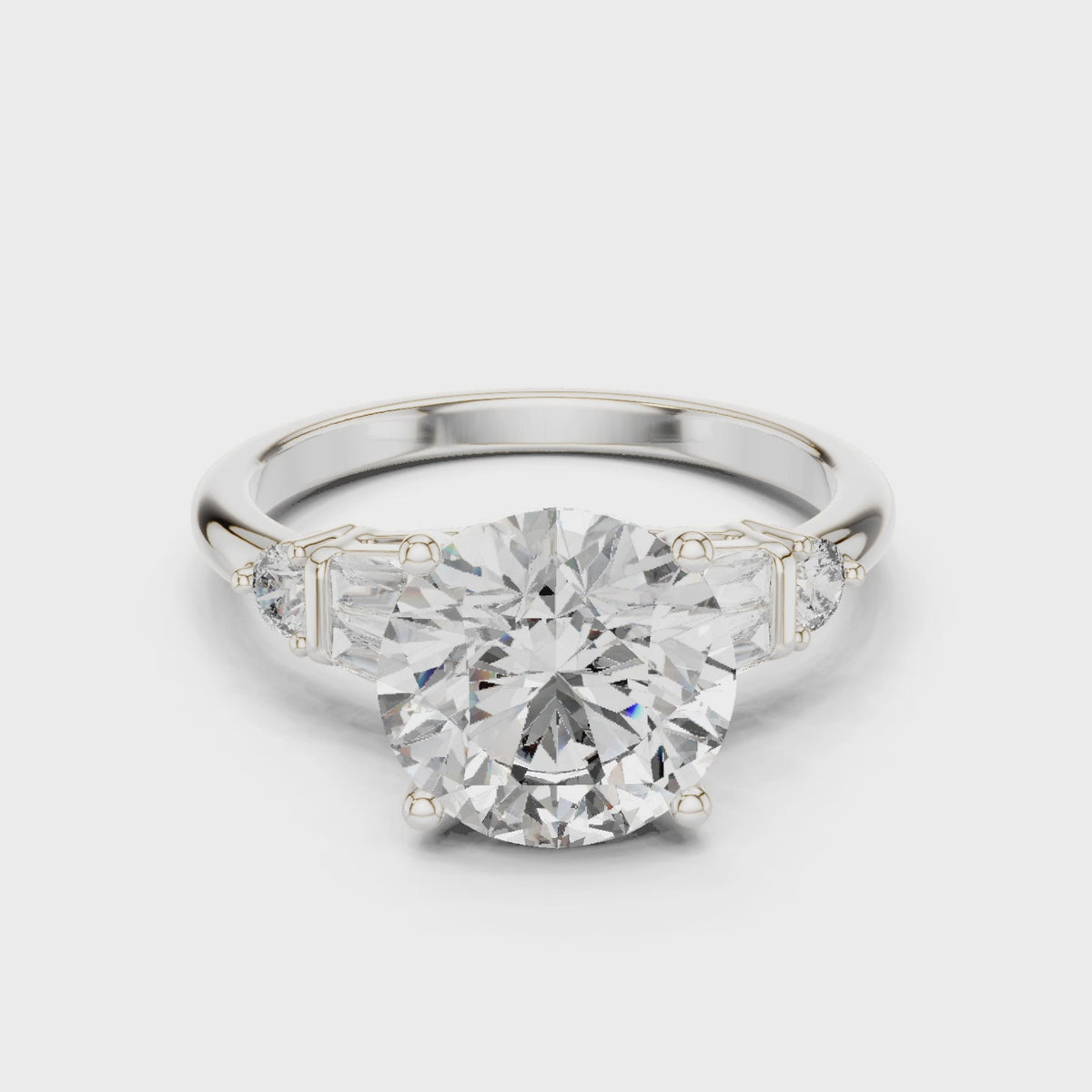 IGI Certified Round Lab Grown Diamond Statement Ring, White Gold