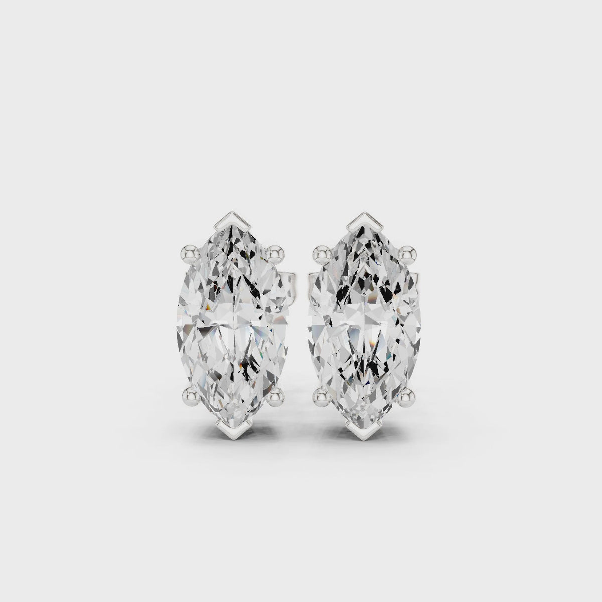 3.00 CT IGI Certified Marquise Cut Lab Grown Diamond Stud Earstuds, White Gold