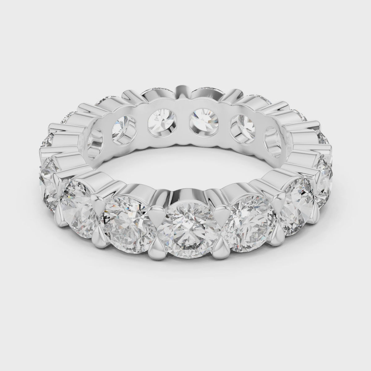 Round Cut Lab Grown Diamond Eternity Wedding Band Ring, White Gold