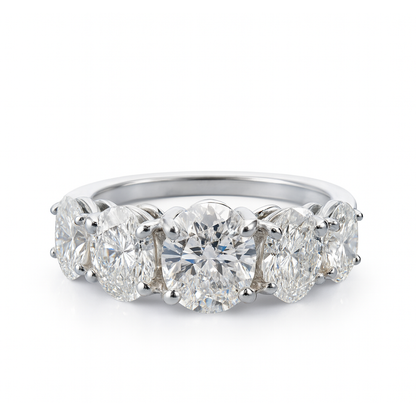 5 Stone Oval Lab Diamond Ring In 14K GOLD