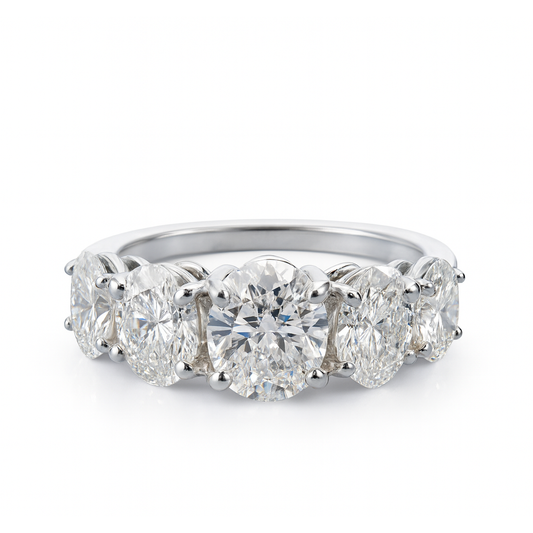 5 Stone Oval Lab Diamond Ring In 14K GOLD