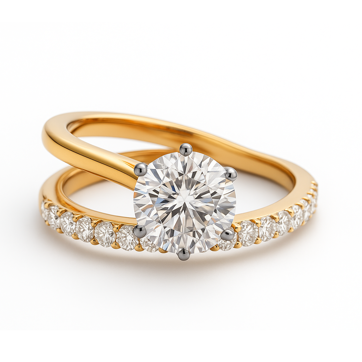 round lab diamond ring in 14 gold